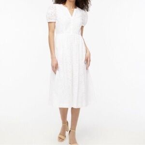 BNWT J Crew Factory Short-sleeved white eyelet midi dress with pockets